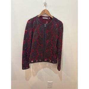 Bagatelle Collection Womens Jacket Size S Burgundy Lace Genuine‎ Leather